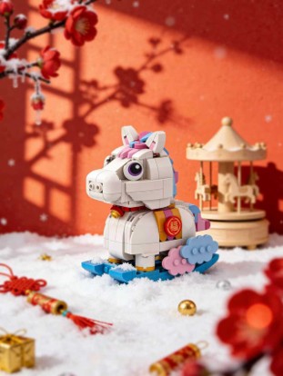 Zodiac Horse — Galloping Good Fortune | 生肖馬積木擺件